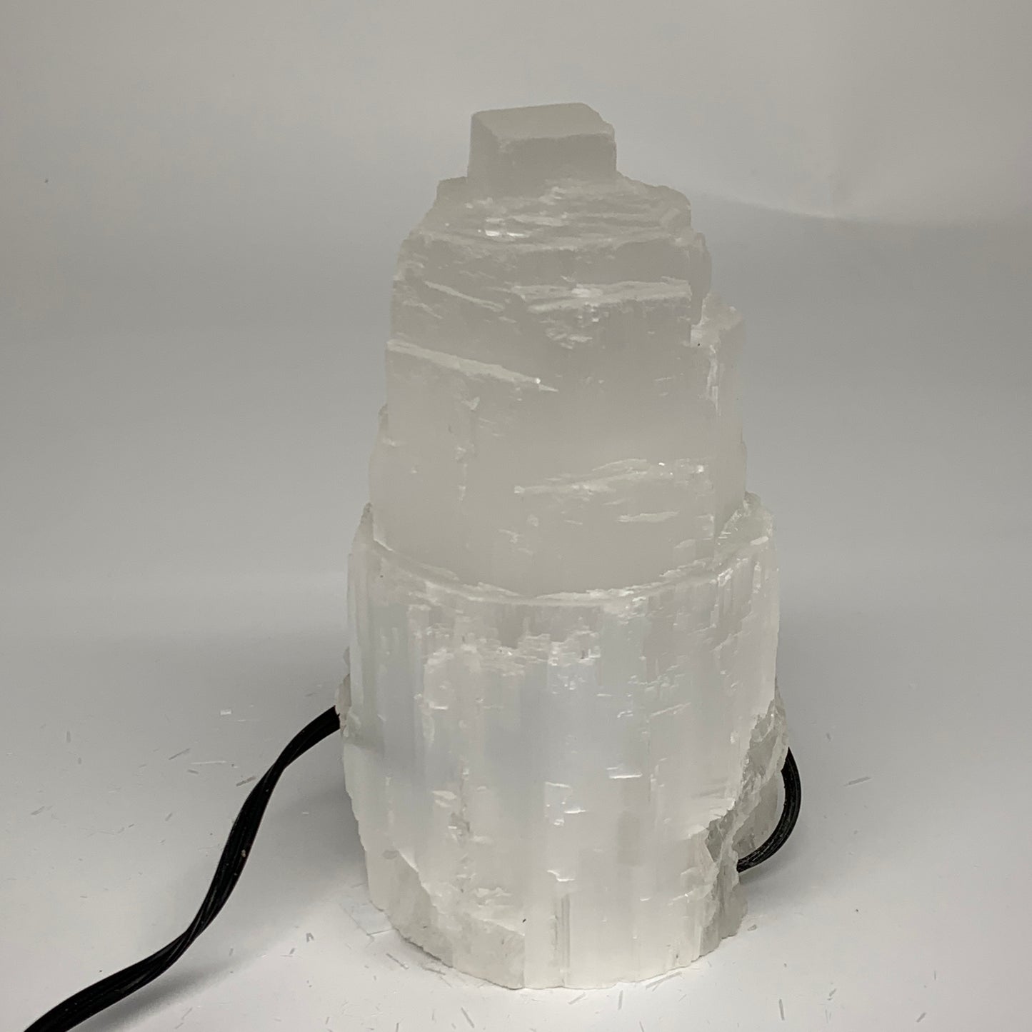 2.3 lbs, 6"x3.2", Raw Rough Selenite (Satin Spar) Lamp Tower, 6ft Chord, B35868