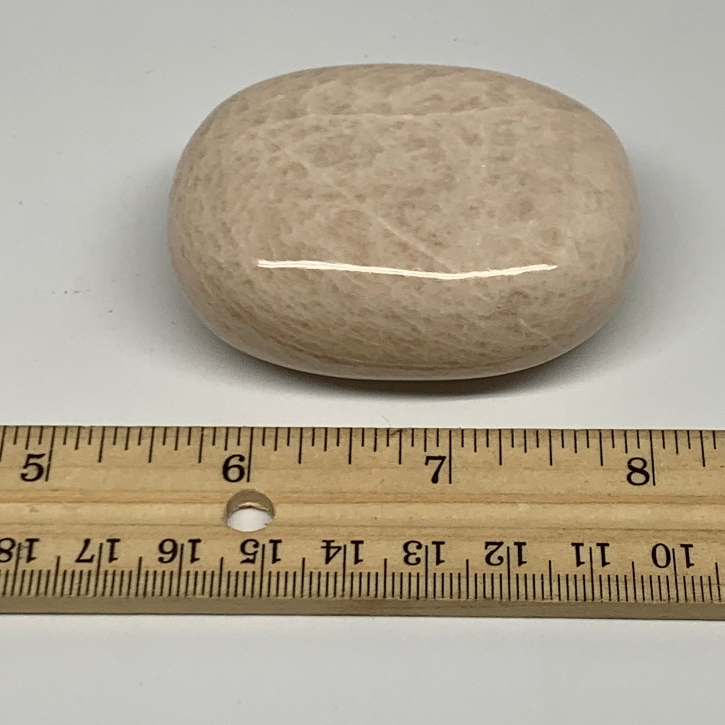 128g,2.4"x1.8"x0.9" Peach Moonstone Crystal Palm-Stone Polished Reiki, B27978