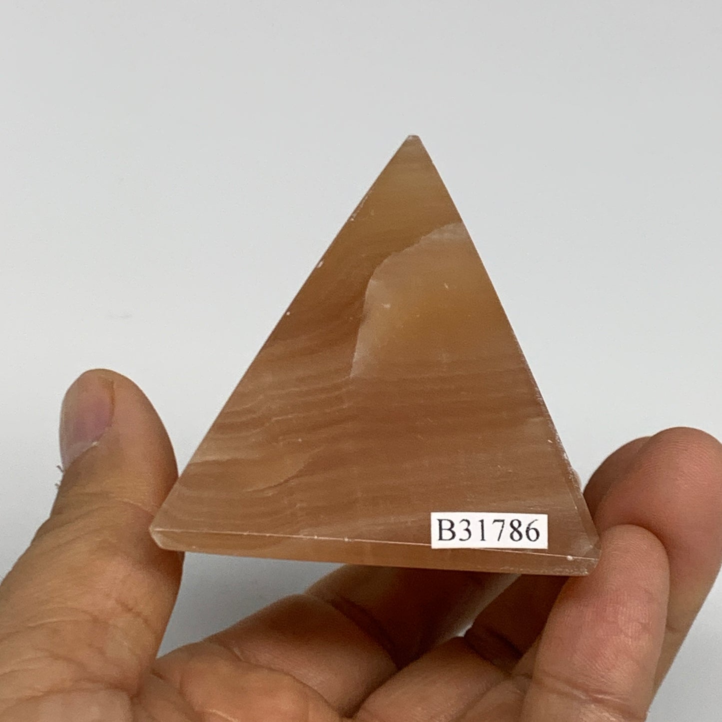 176.5g, 2.1"x2.2"x2.1", Honey Calcite Pyramid Gemstone, Crystal, B31786