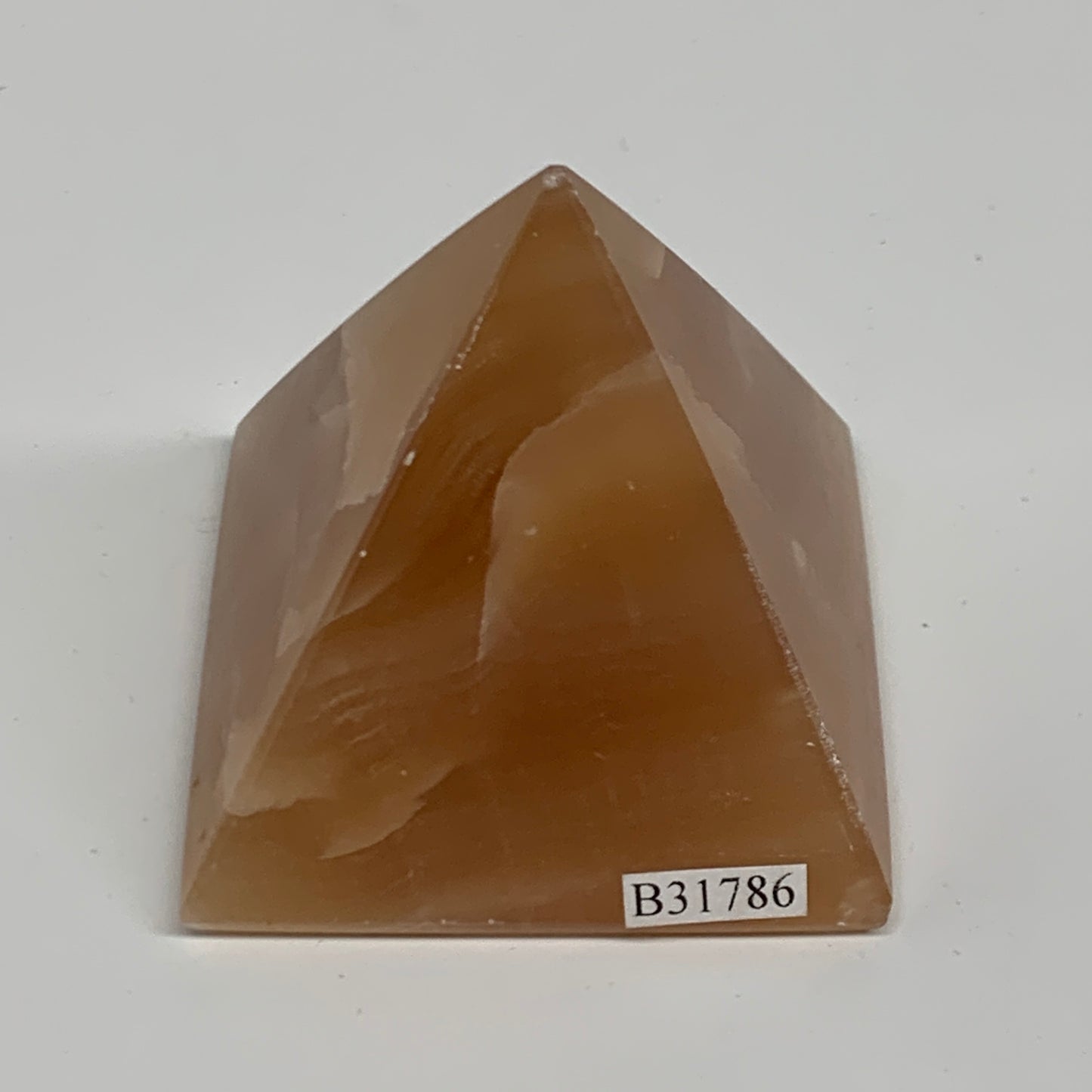 176.5g, 2.1"x2.2"x2.1", Honey Calcite Pyramid Gemstone, Crystal, B31786