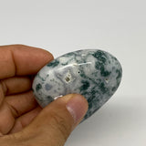 75g, 2"x2.2"x0.8", Natural Moss Agate Heart Crystal Gemstone @India, B29529