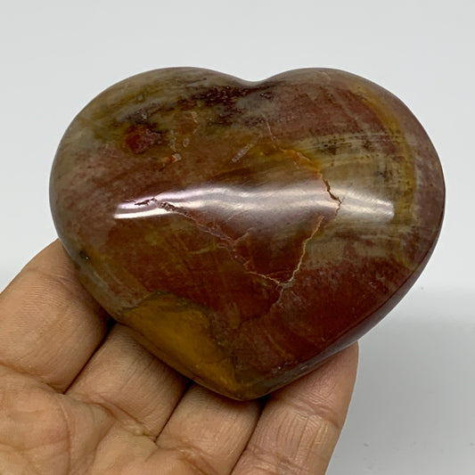 0.36 lbs, 2.5"x2.9"x1", Natural Petrified Wood Heart Polished Crystal, B37450