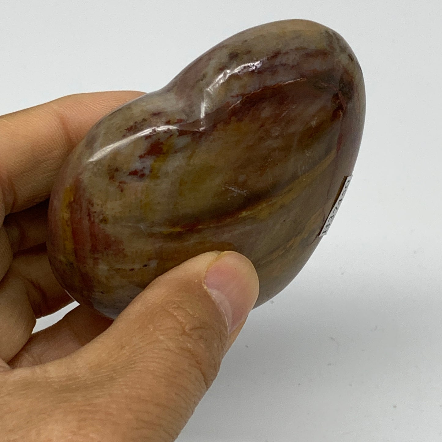 0.36 lbs, 2.5"x2.9"x1", Natural Petrified Wood Heart Polished Crystal, B37450