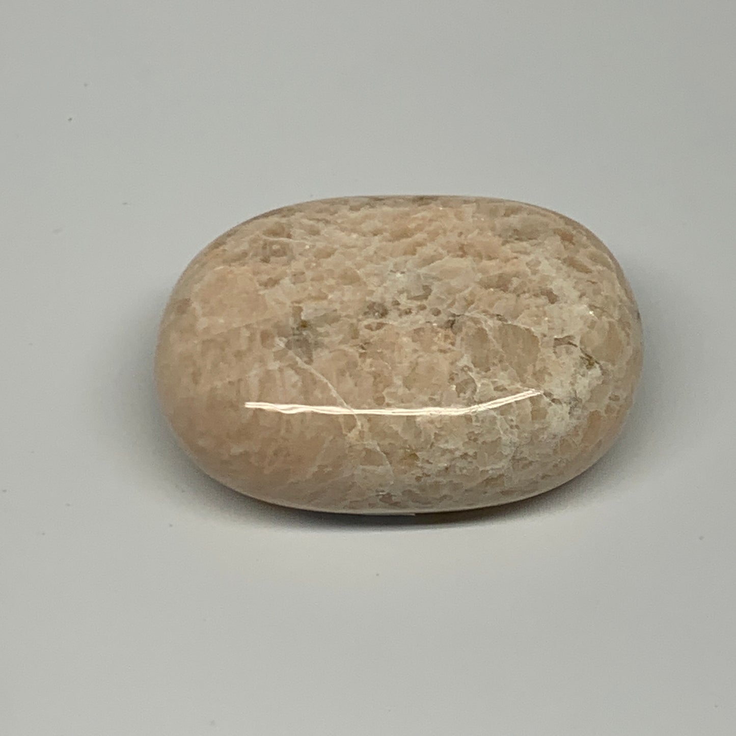 127g,2.5"x1.8"x0.9" Peach Moonstone Crystal Palm-Stone Polished Reiki, B27979