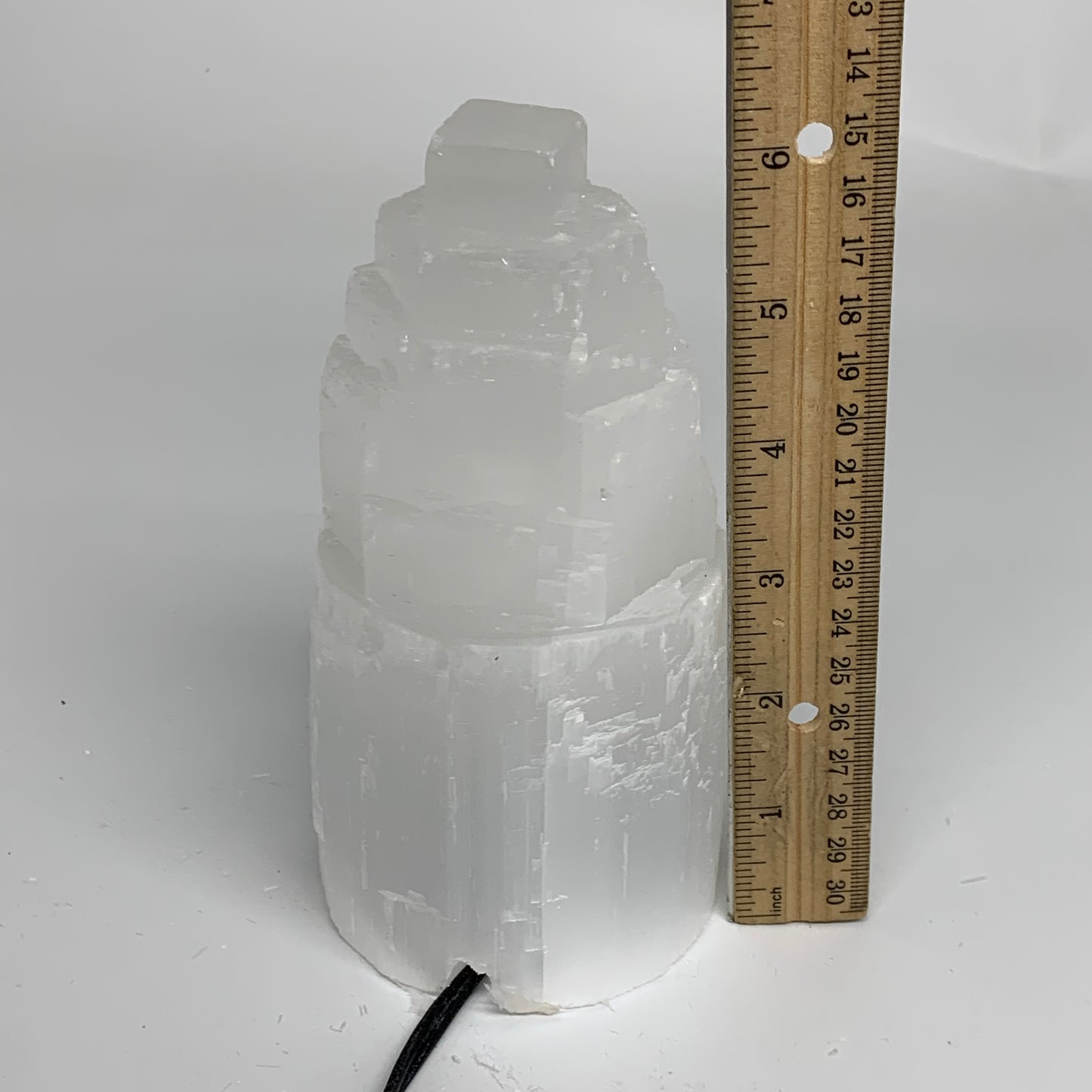2 lbs, 6"x3.1", Raw Rough Selenite (Satin Spar) Lamp Tower, 6ft Chord, B35869