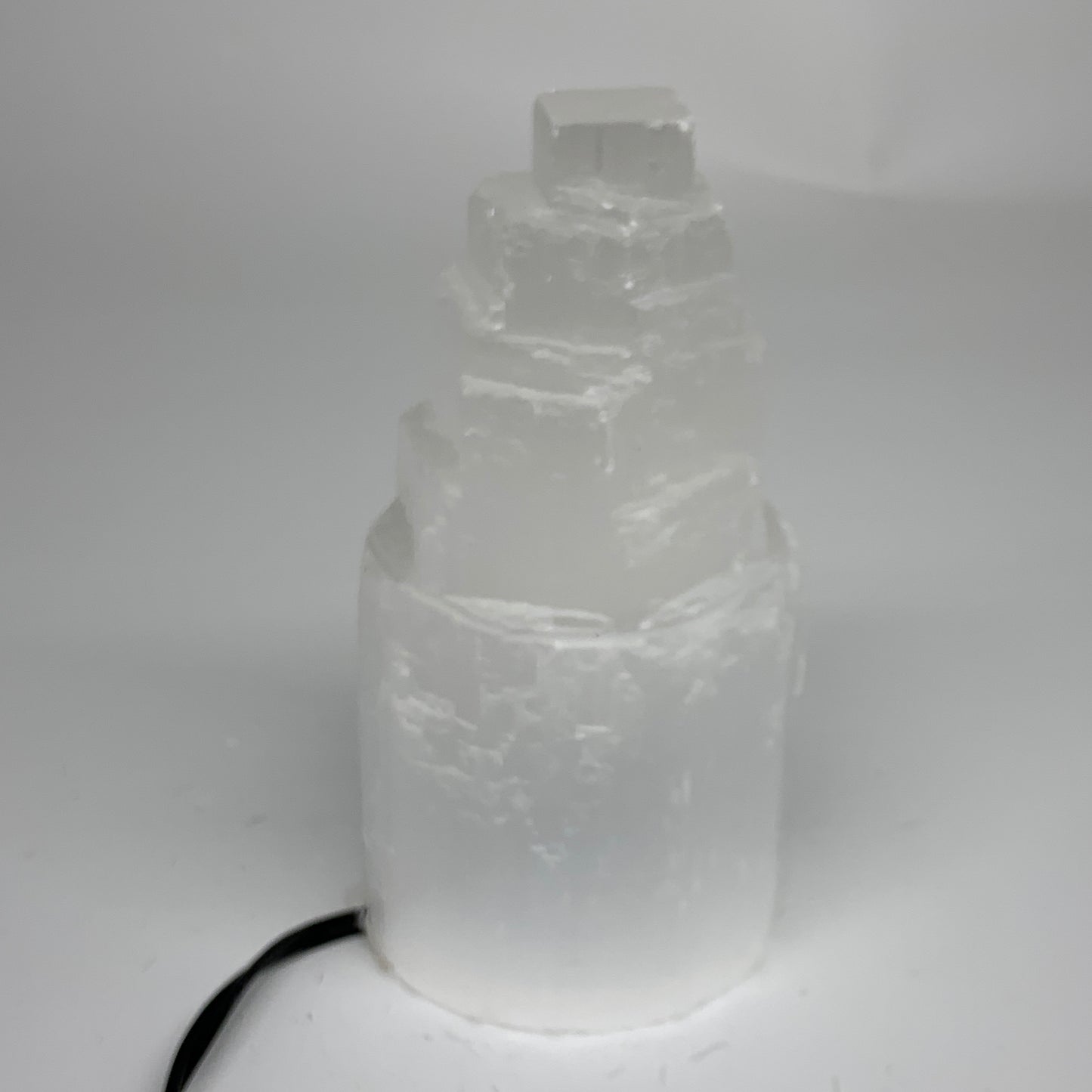 2 lbs, 6"x3.1", Raw Rough Selenite (Satin Spar) Lamp Tower, 6ft Chord, B35869