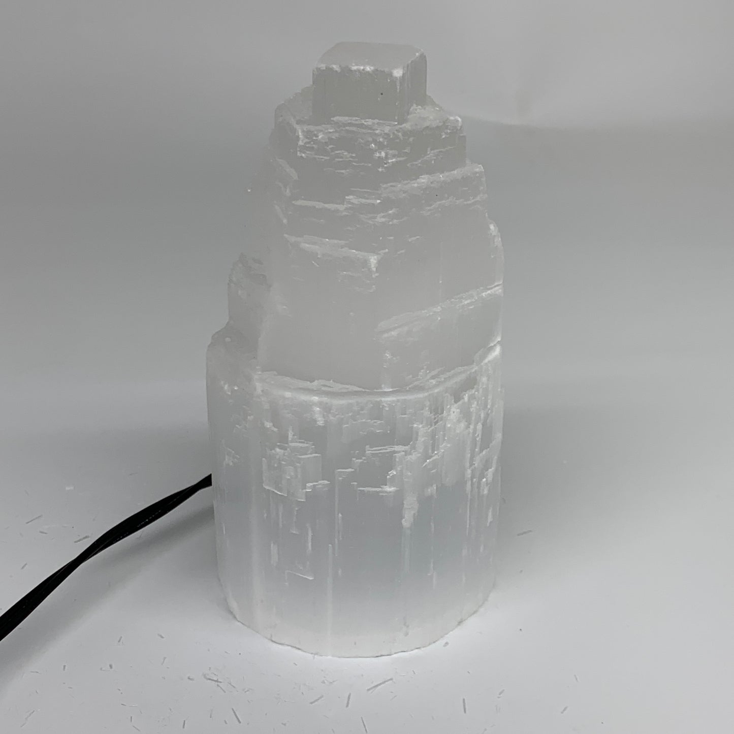 2 lbs, 6"x3.1", Raw Rough Selenite (Satin Spar) Lamp Tower, 6ft Chord, B35869