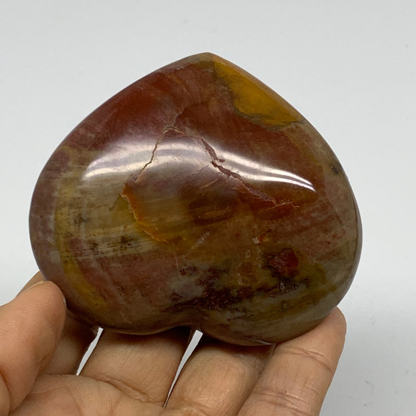 0.36 lbs, 2.5"x2.9"x1", Natural Petrified Wood Heart Polished Crystal, B37450