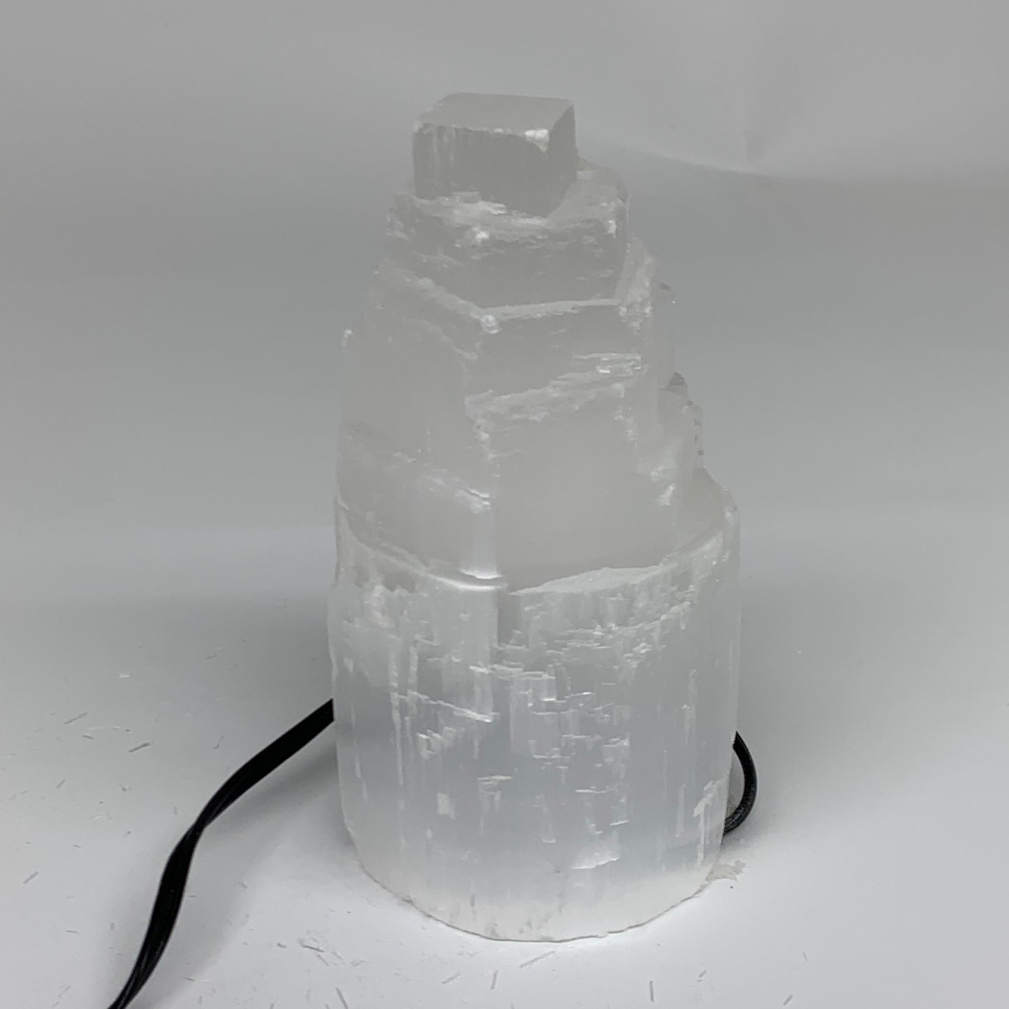 2 lbs, 6"x3.1", Raw Rough Selenite (Satin Spar) Lamp Tower, 6ft Chord, B35869