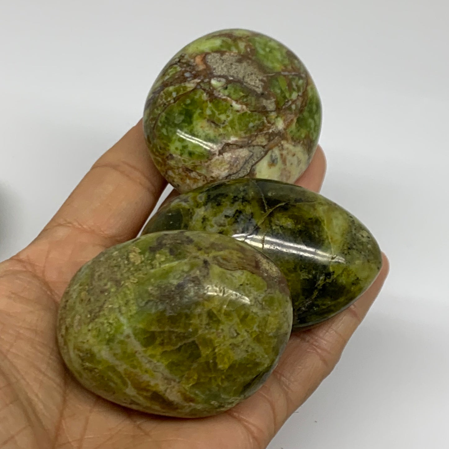 2.2 lbs, 2.1"-2.5", 12pcs, Green Opal Crystal PalmStone Wholesale, B38311