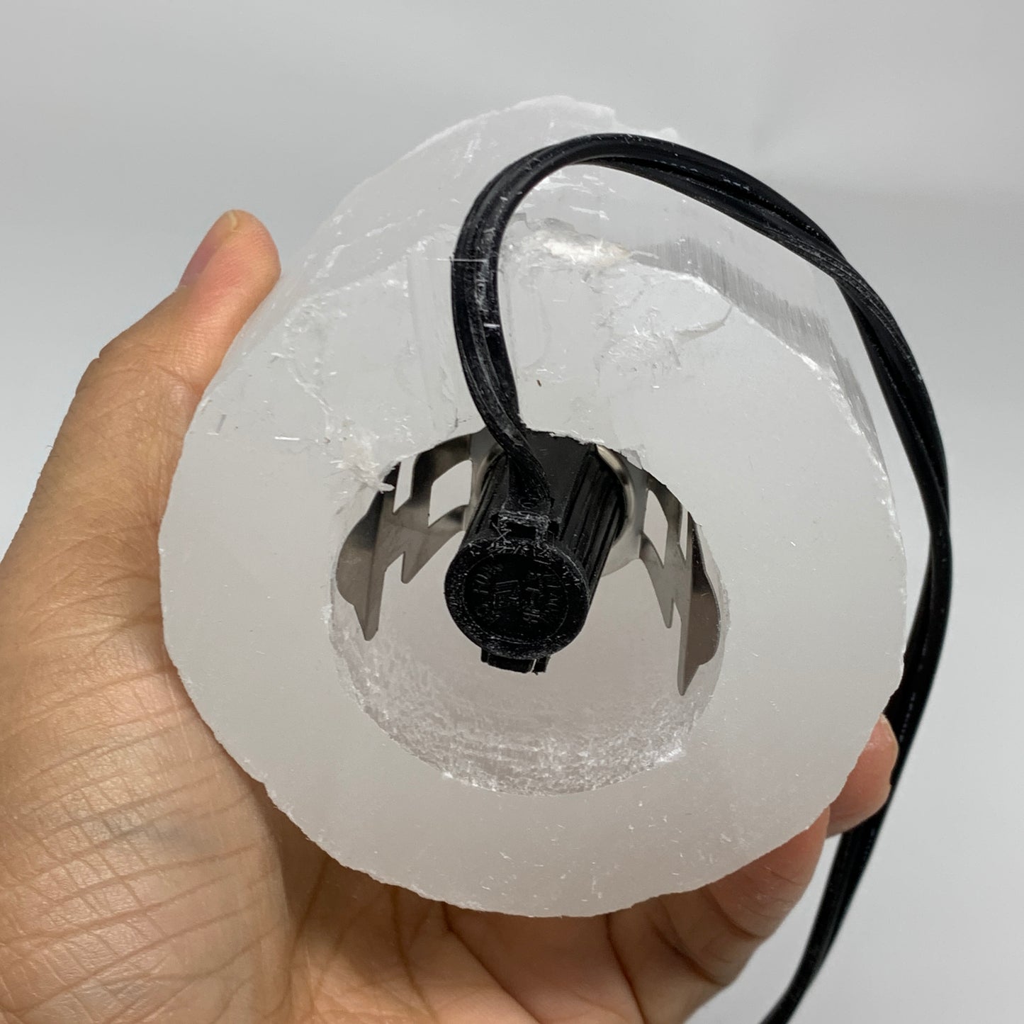 2 lbs, 6"x3.1", Raw Rough Selenite (Satin Spar) Lamp Tower, 6ft Chord, B35869