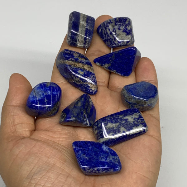 111.3g,0.9"-1.4", 9pcs, Natural Lapis Lazuli Tumbled Stone @Afghanistan, B30248