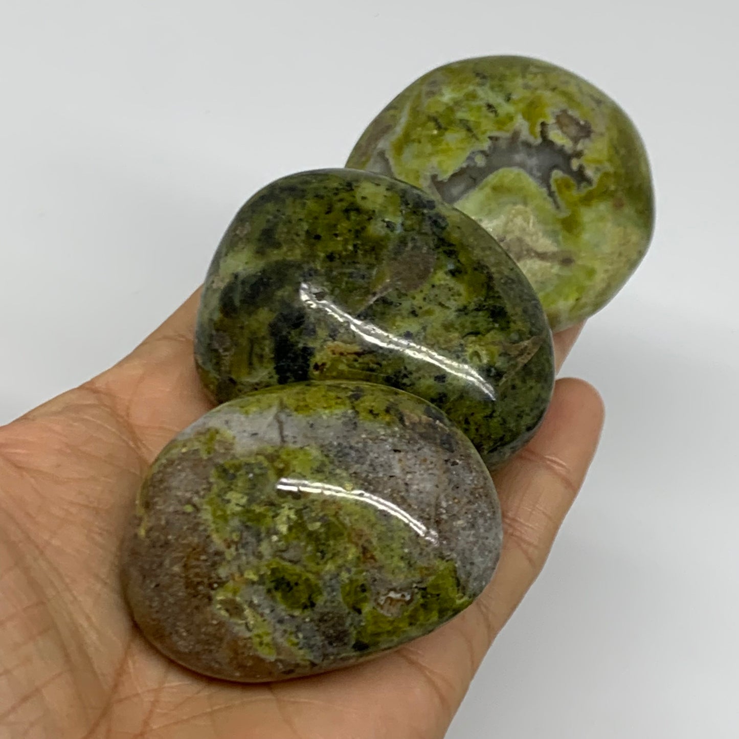 2.2 lbs, 2.1"-2.5", 12pcs, Green Opal Crystal PalmStone Wholesale, B38311