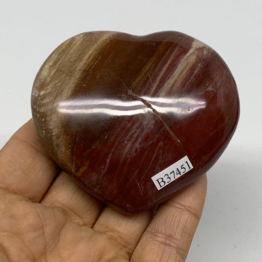 0.35 lbs, 2.5"x2.8"x1", Natural Petrified Wood Heart Polished Crystal, B37451