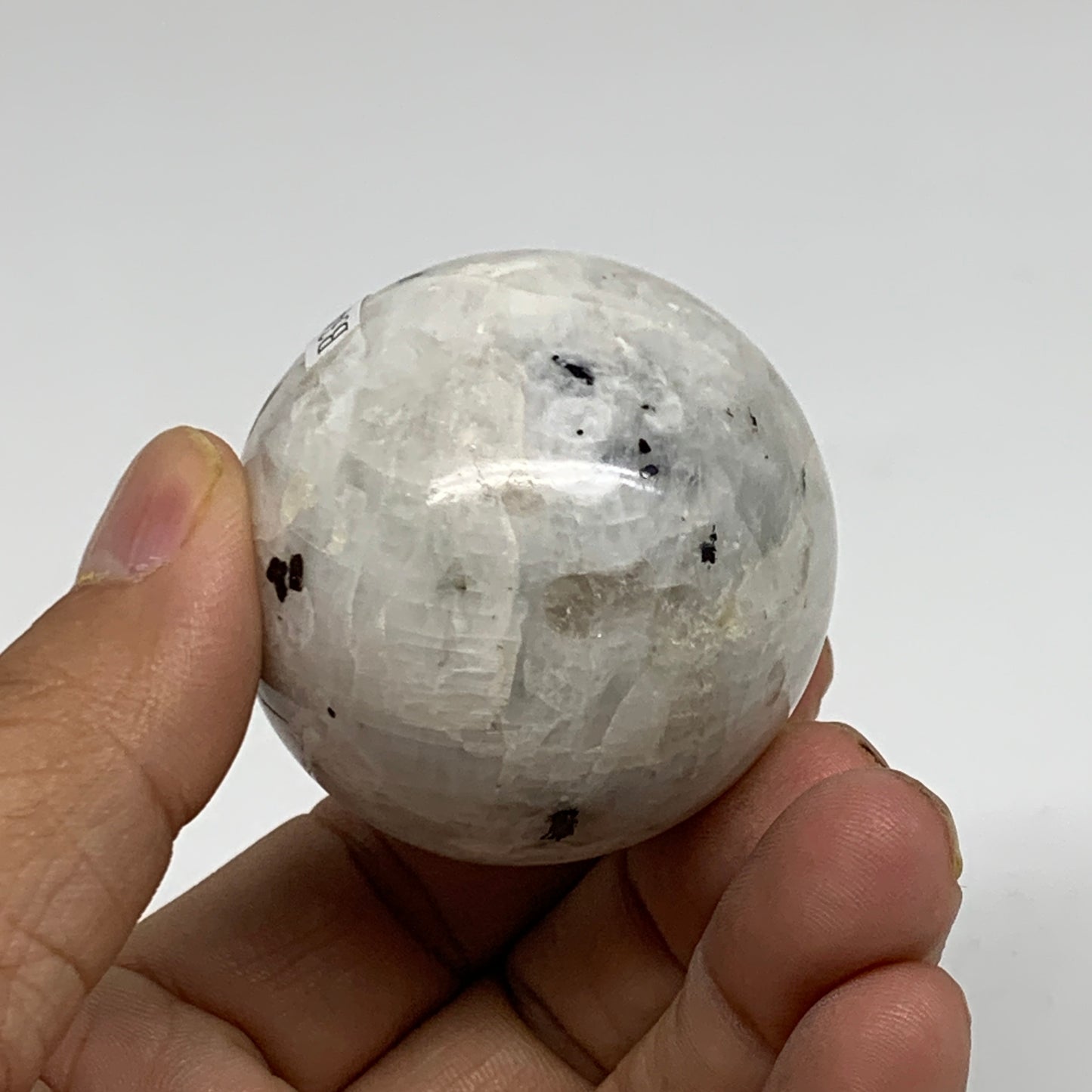 145.6g, 2.2"x1.8", Natural Gemstone White Rainbow Moonstone Egg, B34433