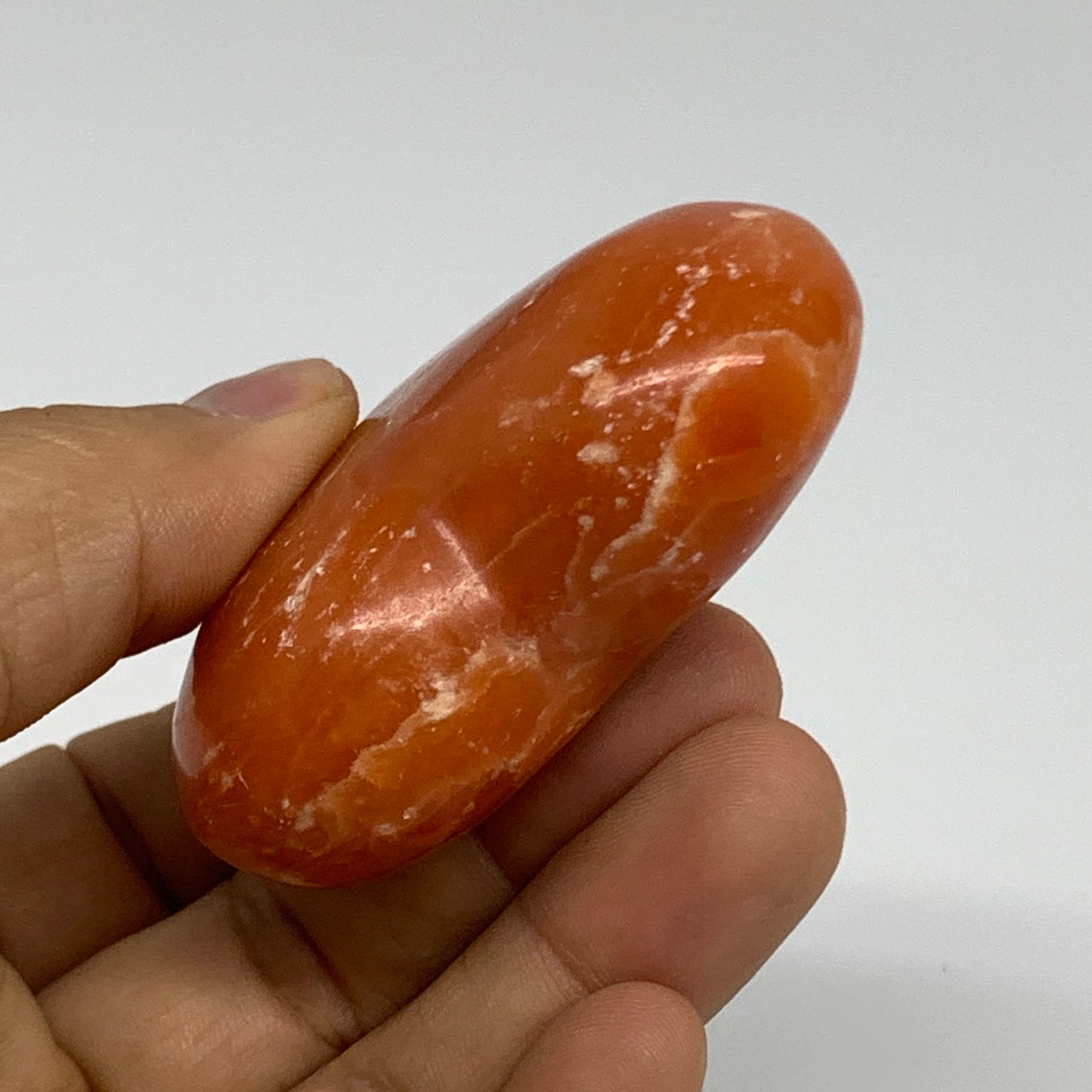 90.3g, 2.1"x2.4"x1" Orange Calcite Heart Gemstones from Madagascar, B33792
