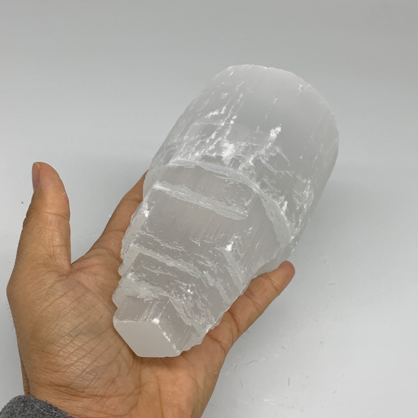 2 lbs, 6"x3.1", Raw Rough Selenite (Satin Spar) Lamp Tower, 6ft Chord, B35869