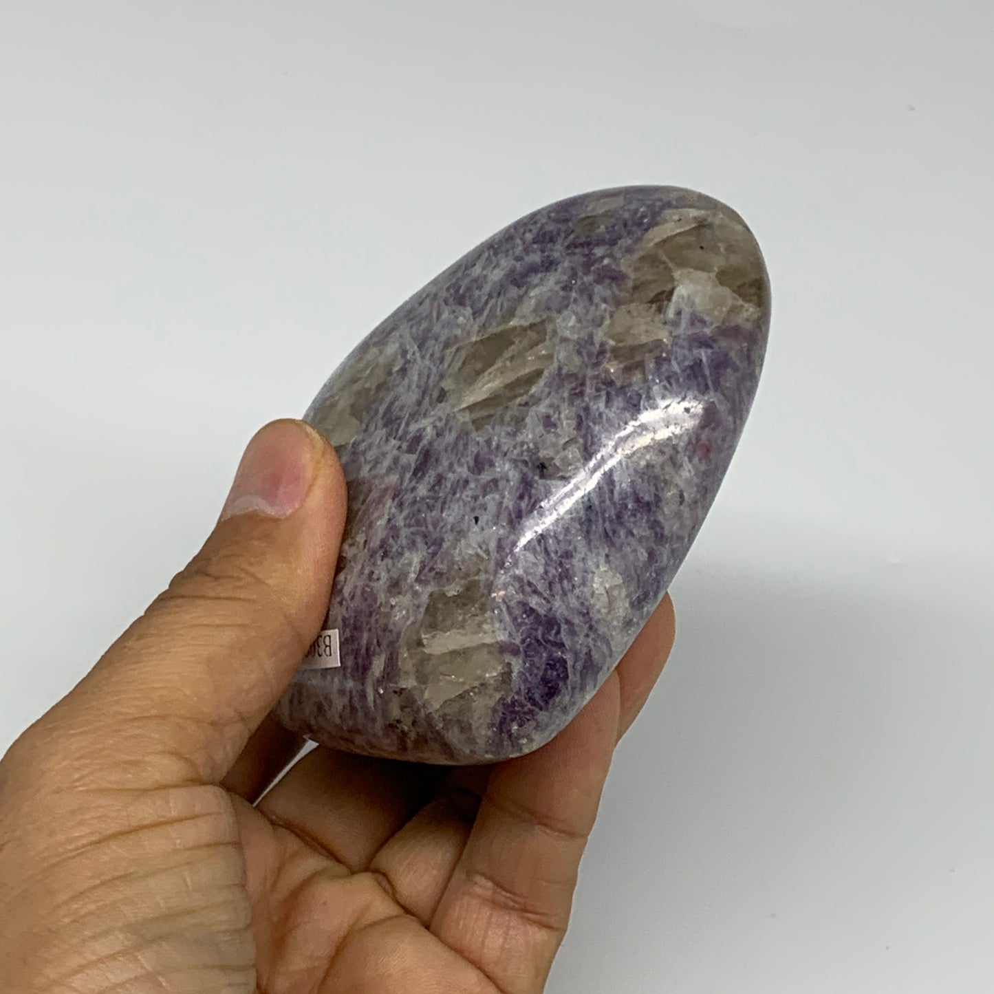 0.88 lbs, 3.3"x3.7"x1.4", Natural Lepidolite Heart Crystal Gemstone, B30982