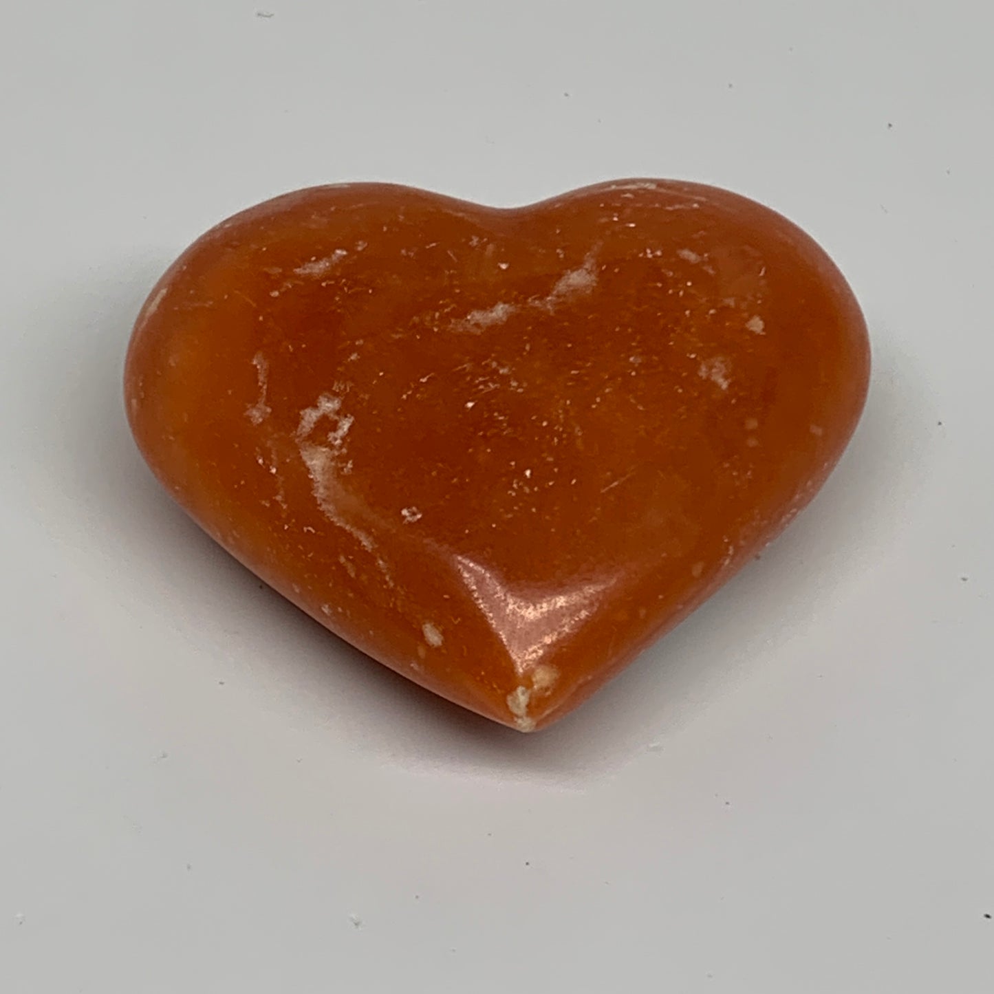 90.3g, 2.1"x2.4"x1" Orange Calcite Heart Gemstones from Madagascar, B33792
