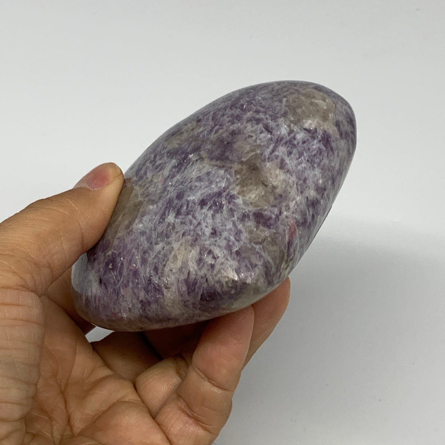 0.88 lbs, 3.3"x3.7"x1.4", Natural Lepidolite Heart Crystal Gemstone, B30982