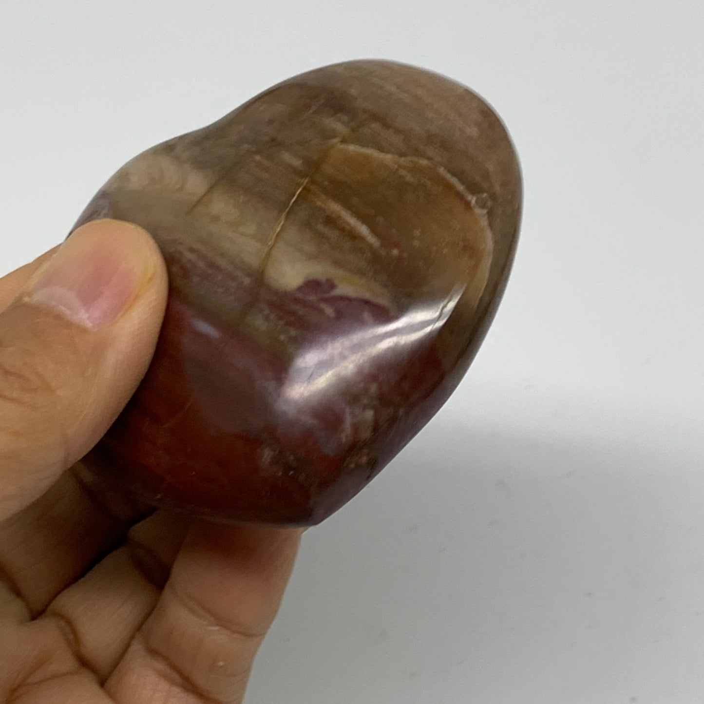 0.35 lbs, 2.5"x2.8"x1", Natural Petrified Wood Heart Polished Crystal, B37451