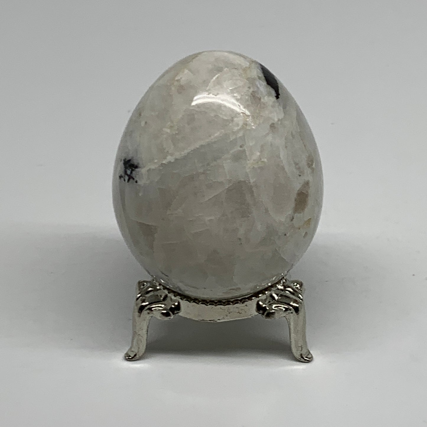 145.6g, 2.2"x1.8", Natural Gemstone White Rainbow Moonstone Egg, B34433