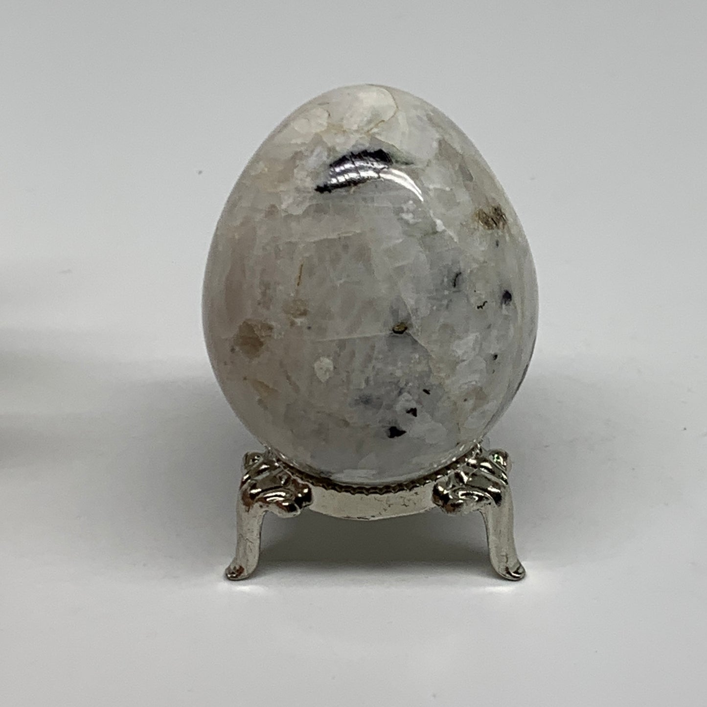 145.6g, 2.2"x1.8", Natural Gemstone White Rainbow Moonstone Egg, B34433