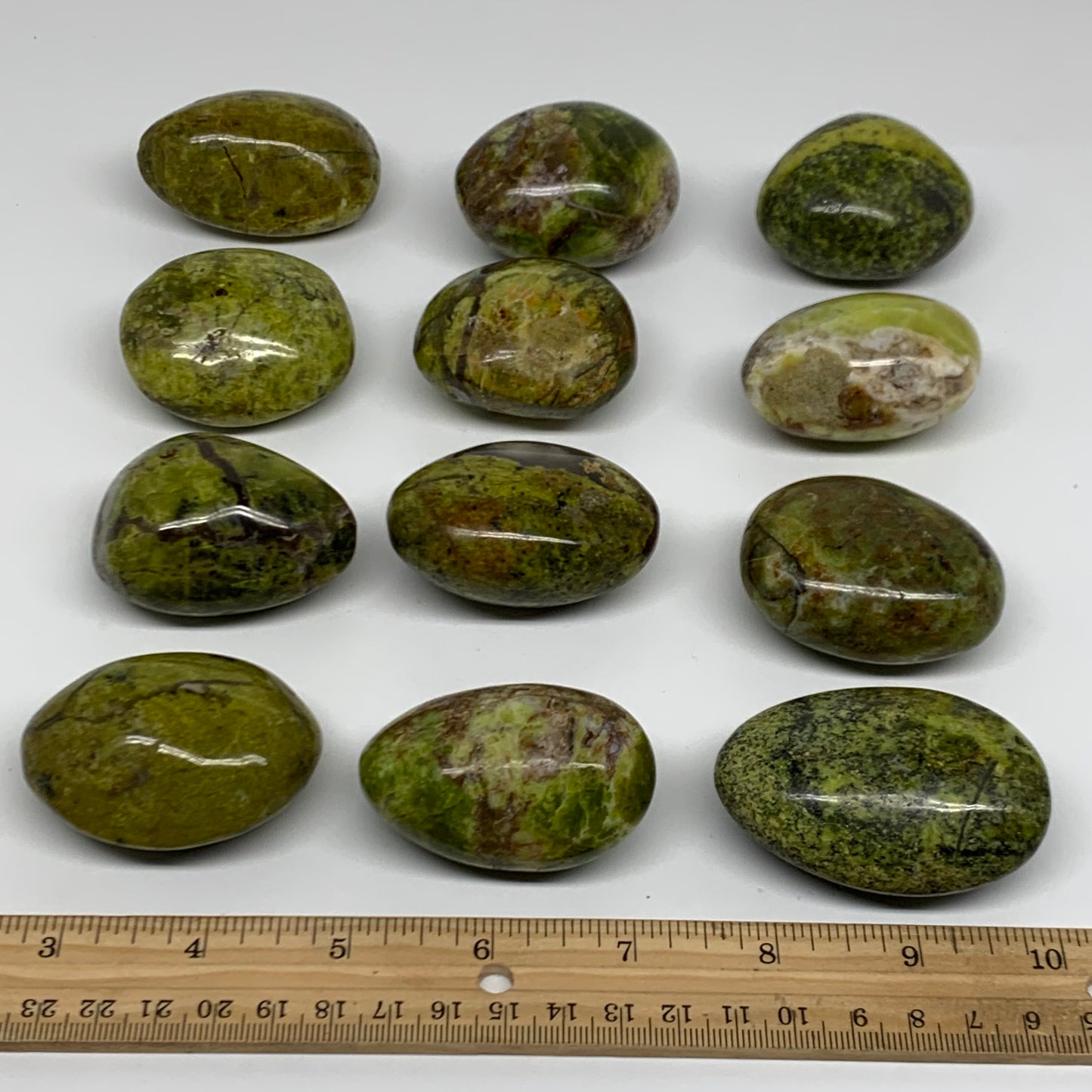 2.16 lbs, 2"-2.4", 12pcs, Green Opal Crystal PalmStone Wholesale, B38312