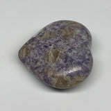 0.88 lbs, 3.3"x3.7"x1.4", Natural Lepidolite Heart Crystal Gemstone, B30982