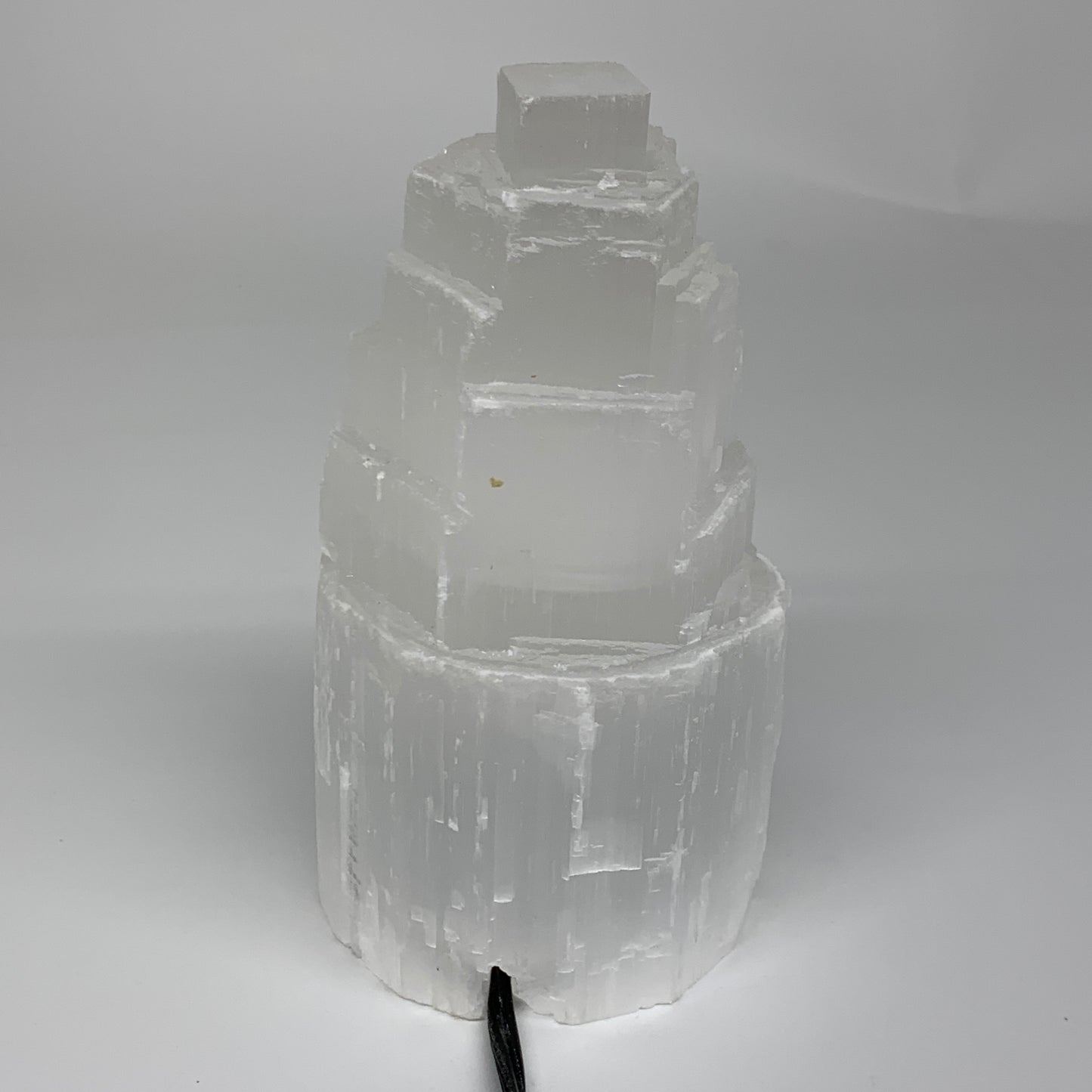 2.1 lbs, 6"x3.1", Raw Rough Selenite (Satin Spar) Lamp Tower, 6ft Chord, B35870