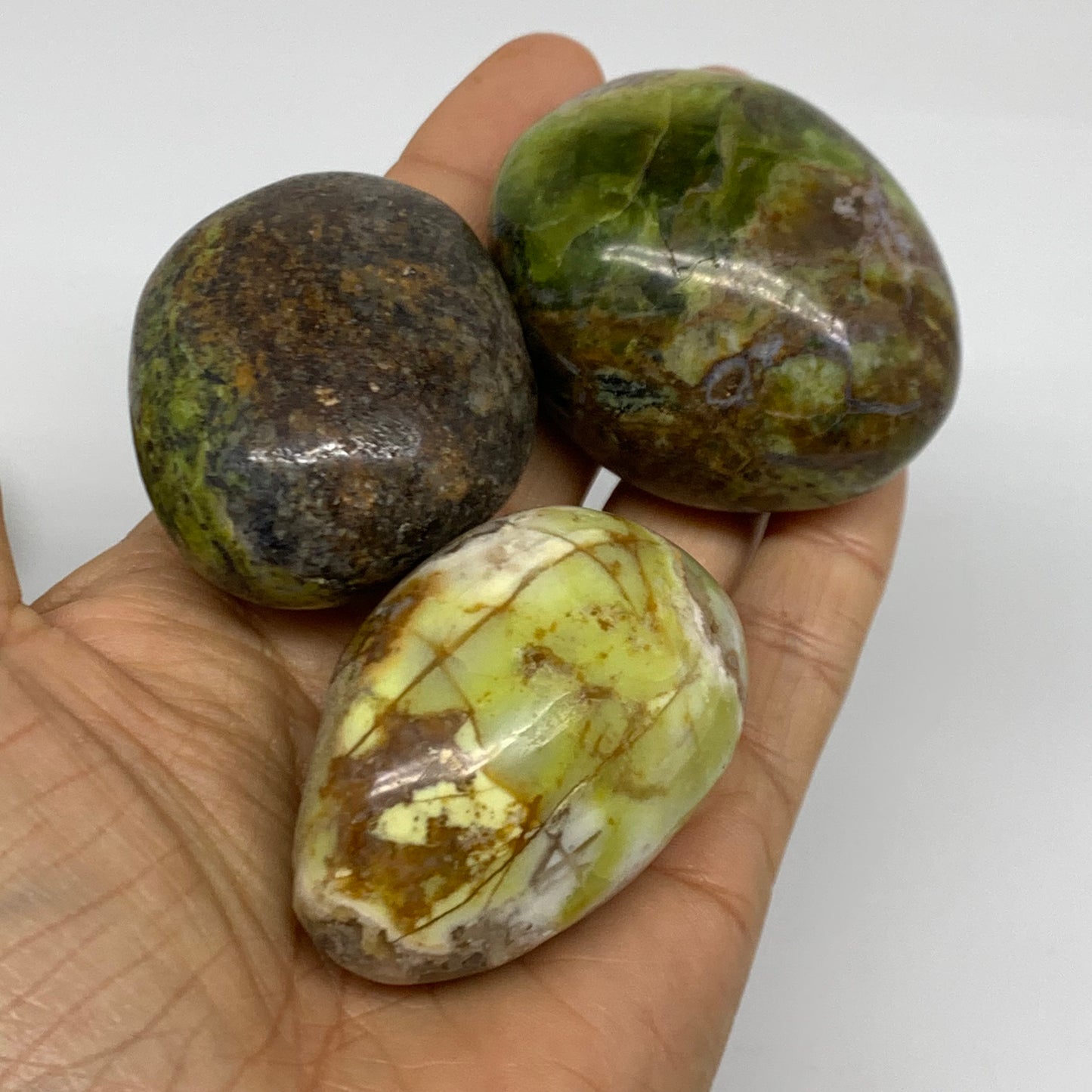 2.16 lbs, 2"-2.4", 12pcs, Green Opal Crystal PalmStone Wholesale, B38312