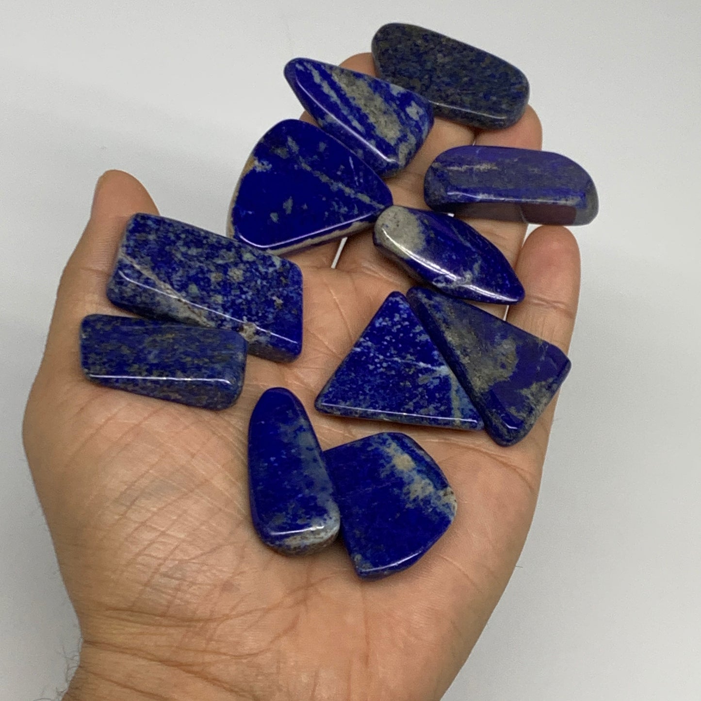 139g,1.3"-1.6", 11pcs, Natural Lapis Lazuli Tumbled Stone @Afghanistan, B30249