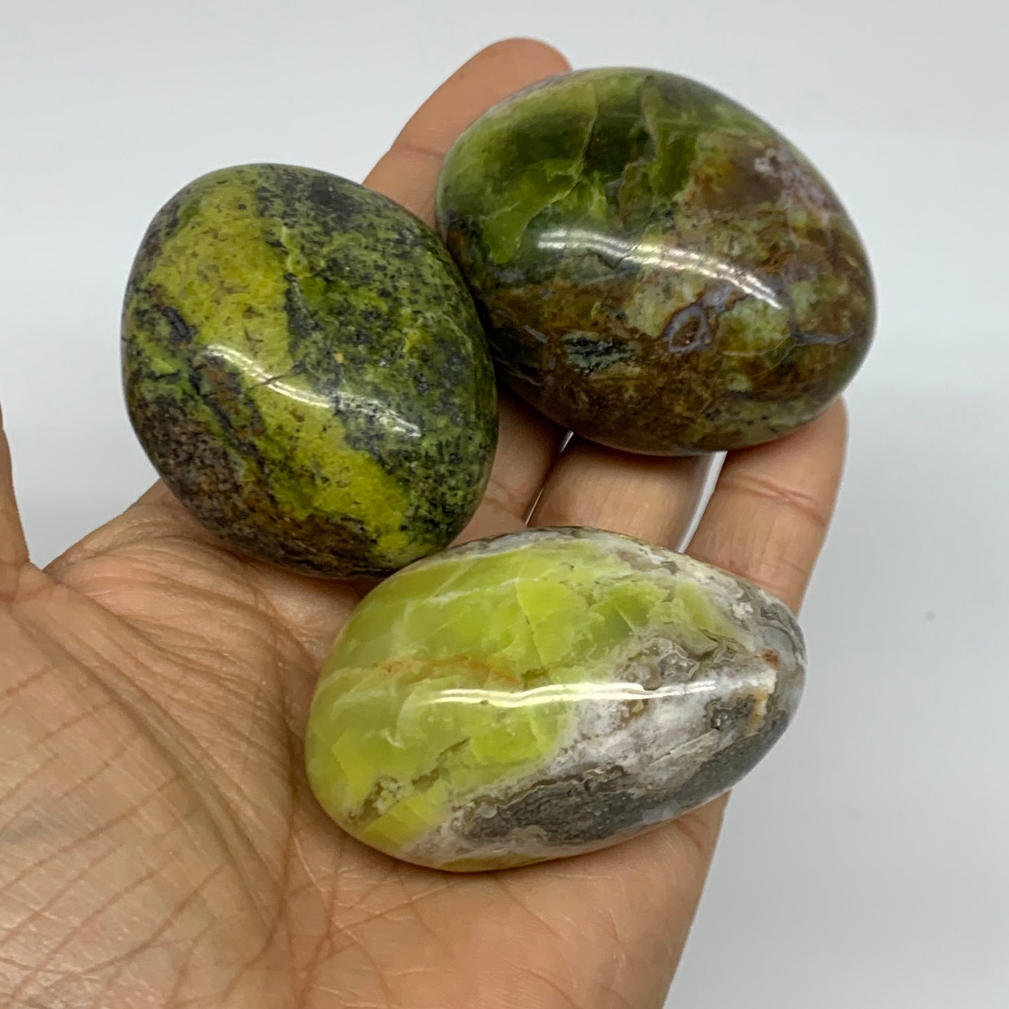 2.16 lbs, 2"-2.4", 12pcs, Green Opal Crystal PalmStone Wholesale, B38312