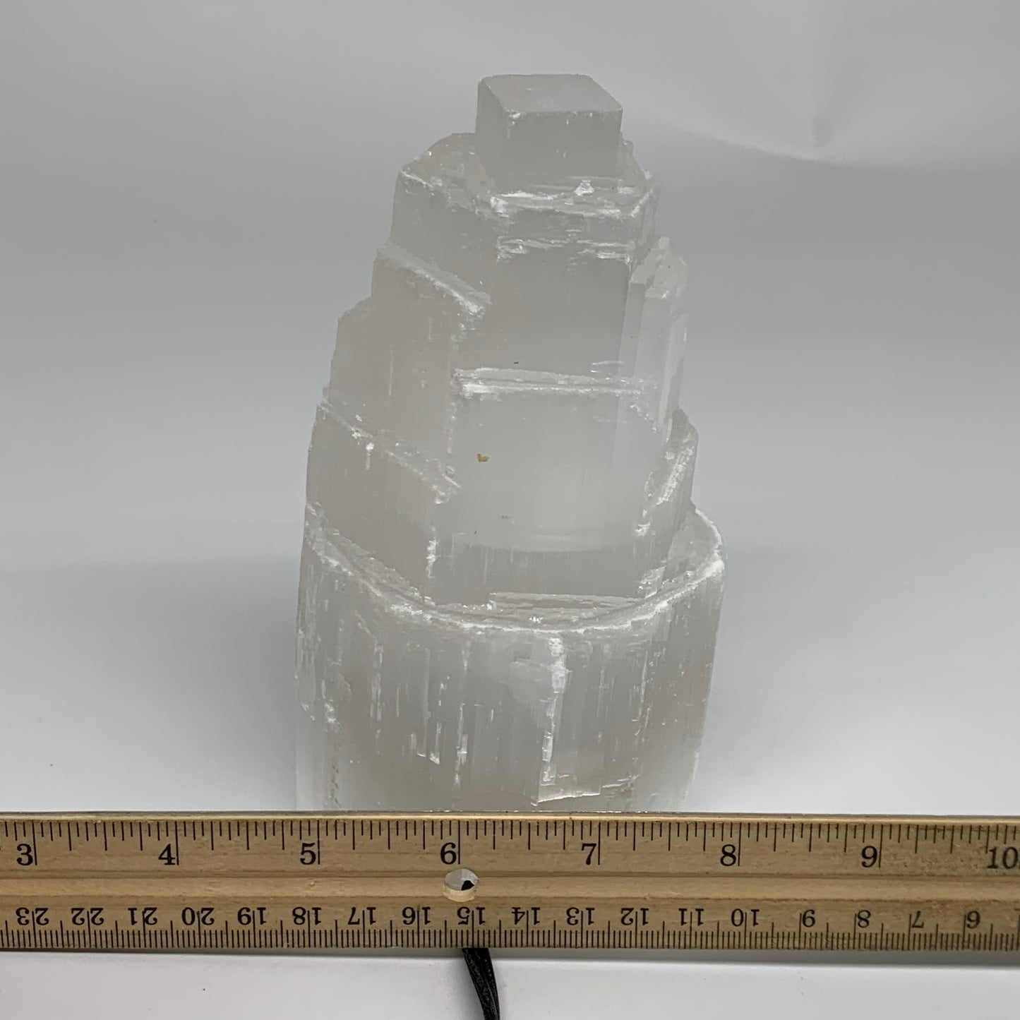 2.1 lbs, 6"x3.1", Raw Rough Selenite (Satin Spar) Lamp Tower, 6ft Chord, B35870