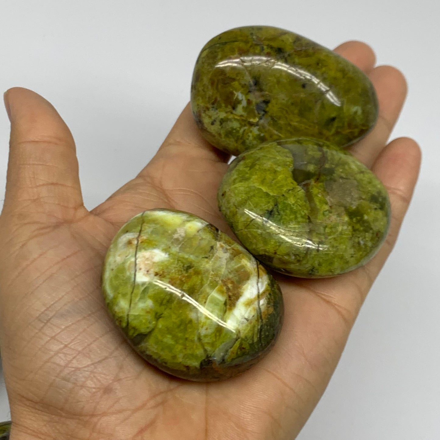2.16 lbs, 2"-2.4", 12pcs, Green Opal Crystal PalmStone Wholesale, B38312