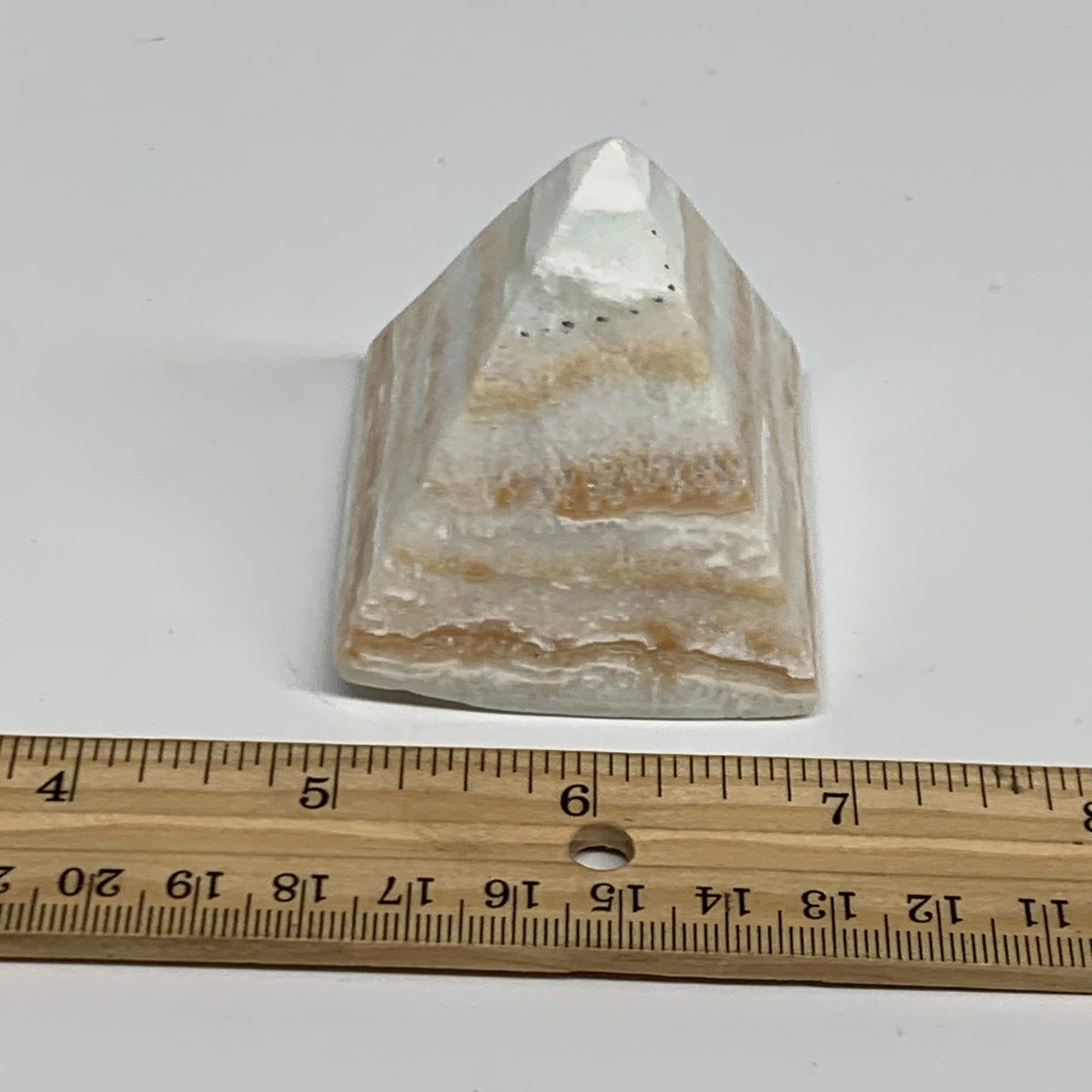 167.4g, 2"x2"x2.2", Caribbean Calcite Pyramid Gemstone, Crystal, B31788