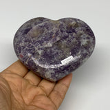 0.79 lbs, 3.2"x3.7"x1.3", Natural Lepidolite Heart Crystal Gemstone, B30983