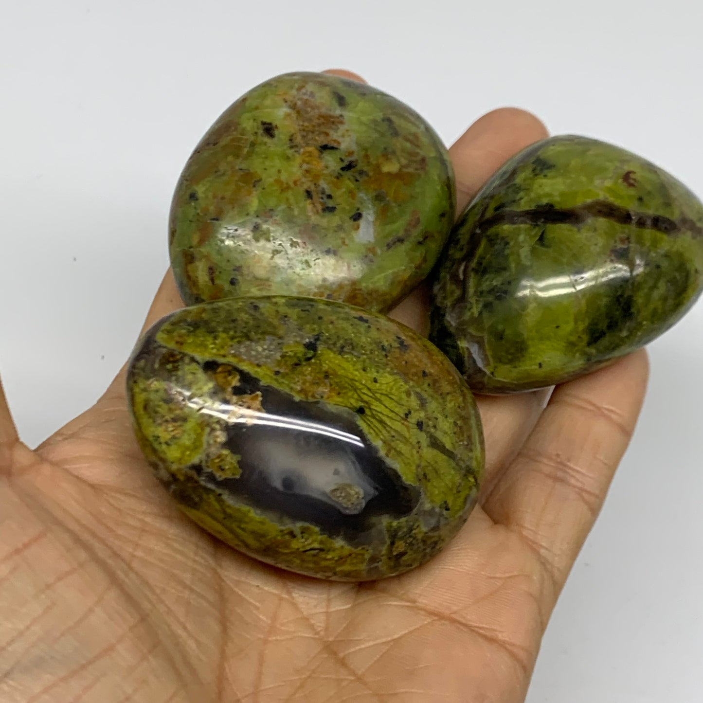 2.16 lbs, 2"-2.4", 12pcs, Green Opal Crystal PalmStone Wholesale, B38312