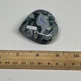 79.3g, 2.1"x2.2"x0.8", Natural Moss Agate Heart Crystal Gemstone @India, B29531