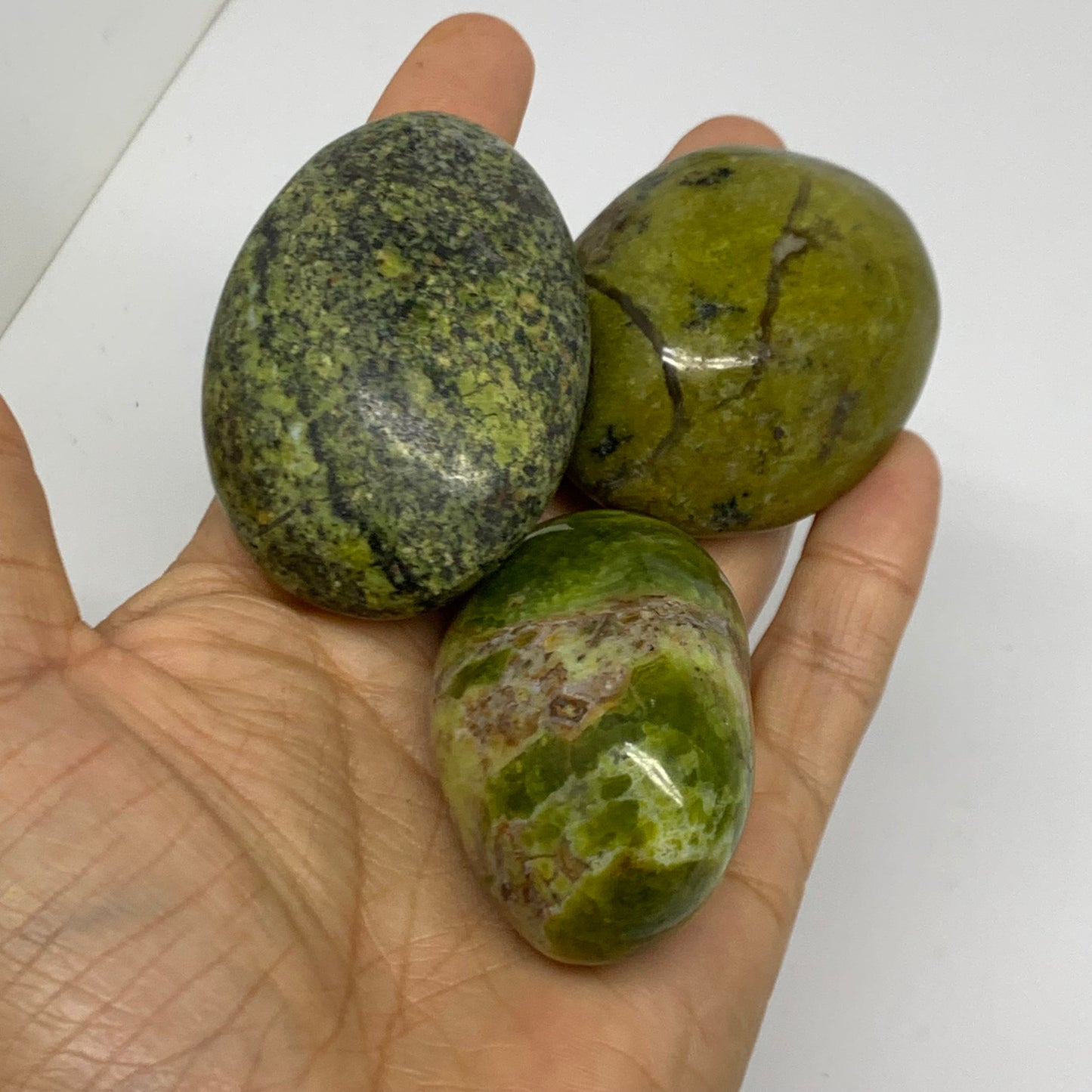 2.16 lbs, 2"-2.4", 12pcs, Green Opal Crystal PalmStone Wholesale, B38312