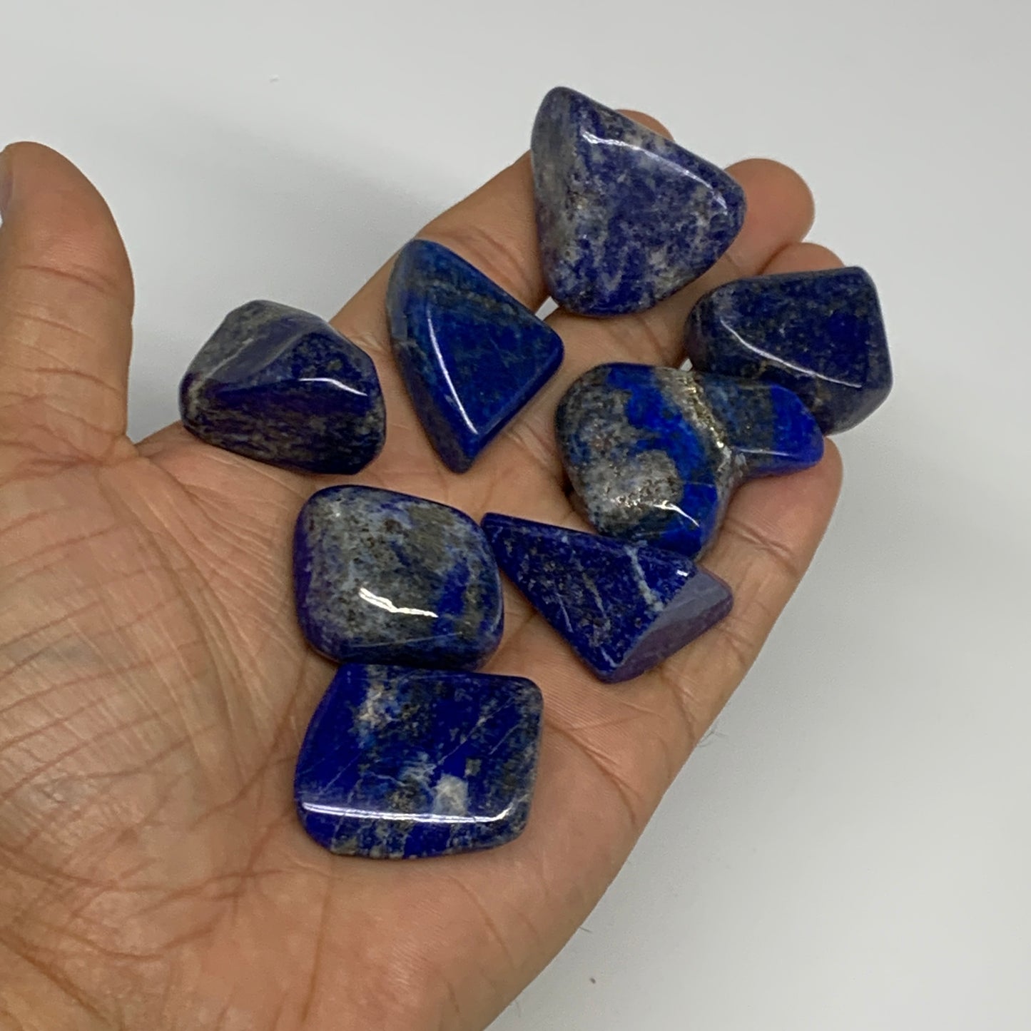 135g,0.9"-1.3", 8pcs, Natural Lapis Lazuli Tumbled Stone @Afghanistan, B30250