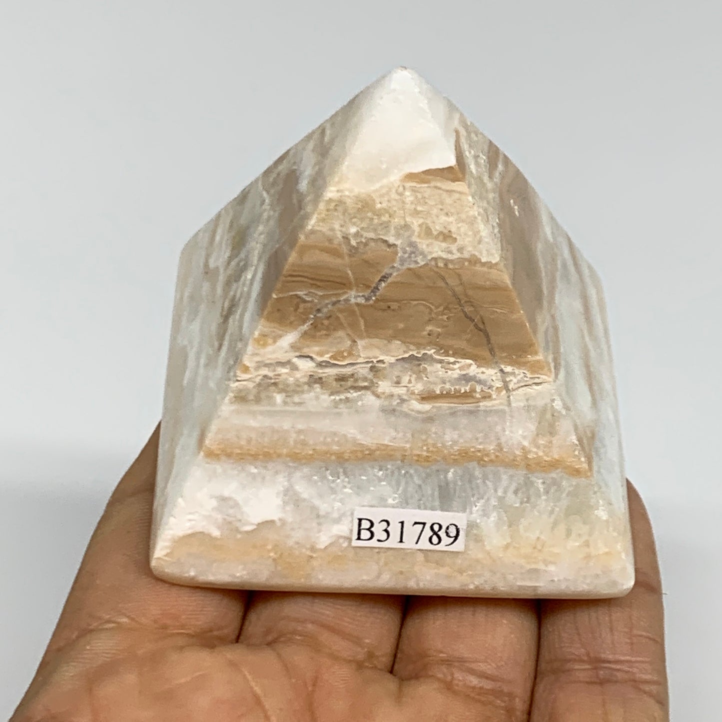 203.5g, 2.1"x2.2"x2.2", Caribbean Calcite Pyramid Gemstone, Crystal, B31789
