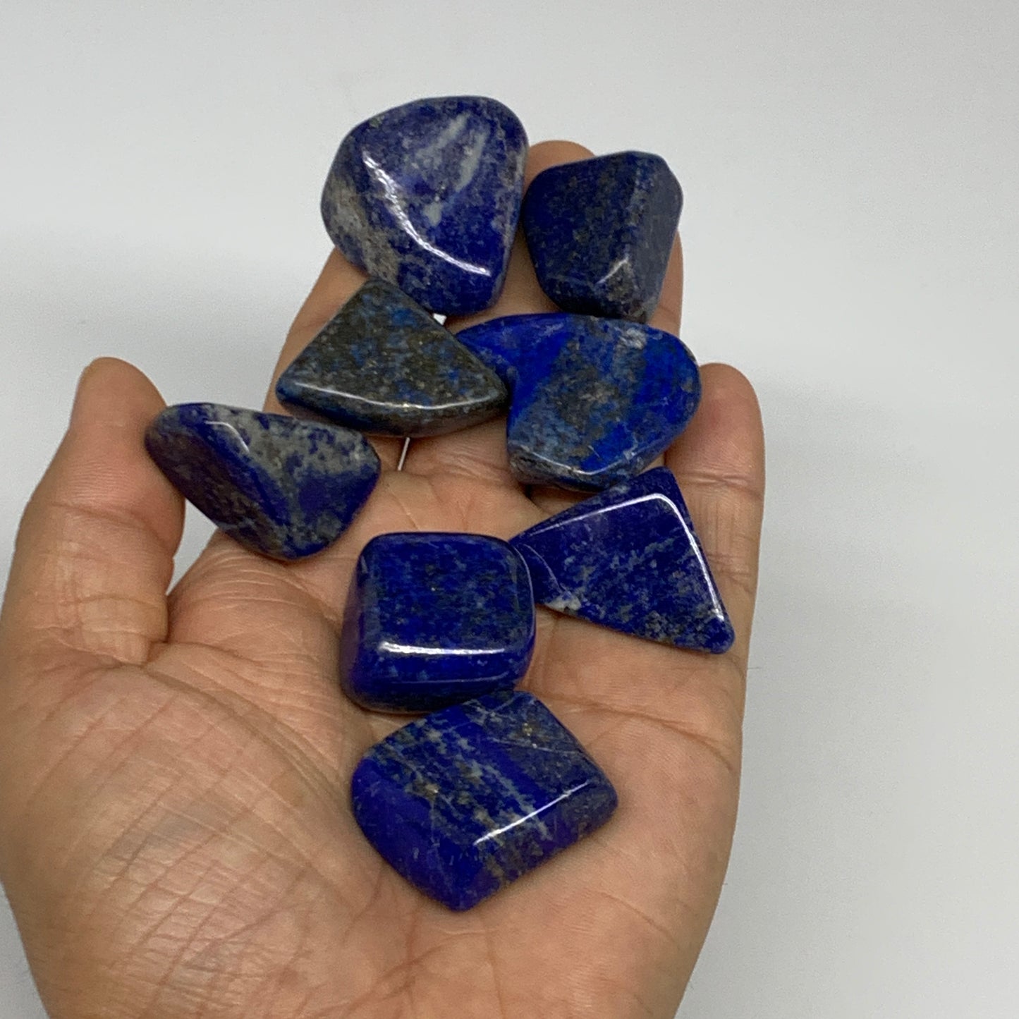 135g,0.9"-1.3", 8pcs, Natural Lapis Lazuli Tumbled Stone @Afghanistan, B30250