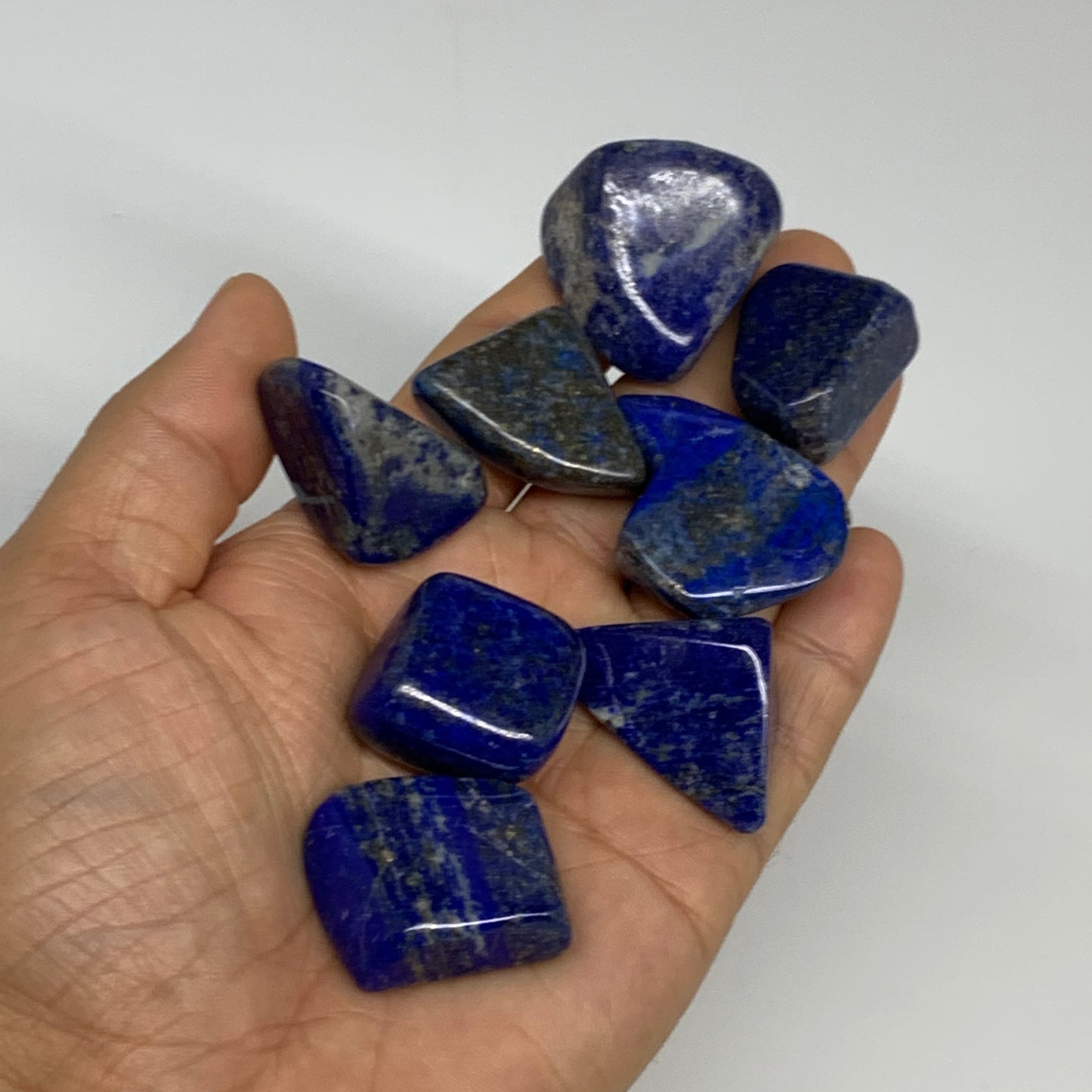 135g,0.9"-1.3", 8pcs, Natural Lapis Lazuli Tumbled Stone @Afghanistan, B30250