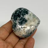 73g, 2"x2.2"x0.9", Natural Moss Agate Heart Crystal Gemstone @India, B29532