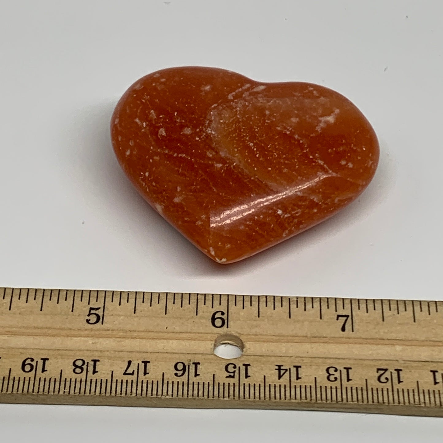 76.8g, 2"x2.4"x0.8" Orange Calcite Heart Gemstones from Madagascar, B33793