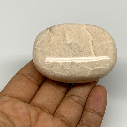 108.1g,2.3"x1.7"x1" Peach Moonstone Crystal Palm-Stone Polished Reiki, B27982