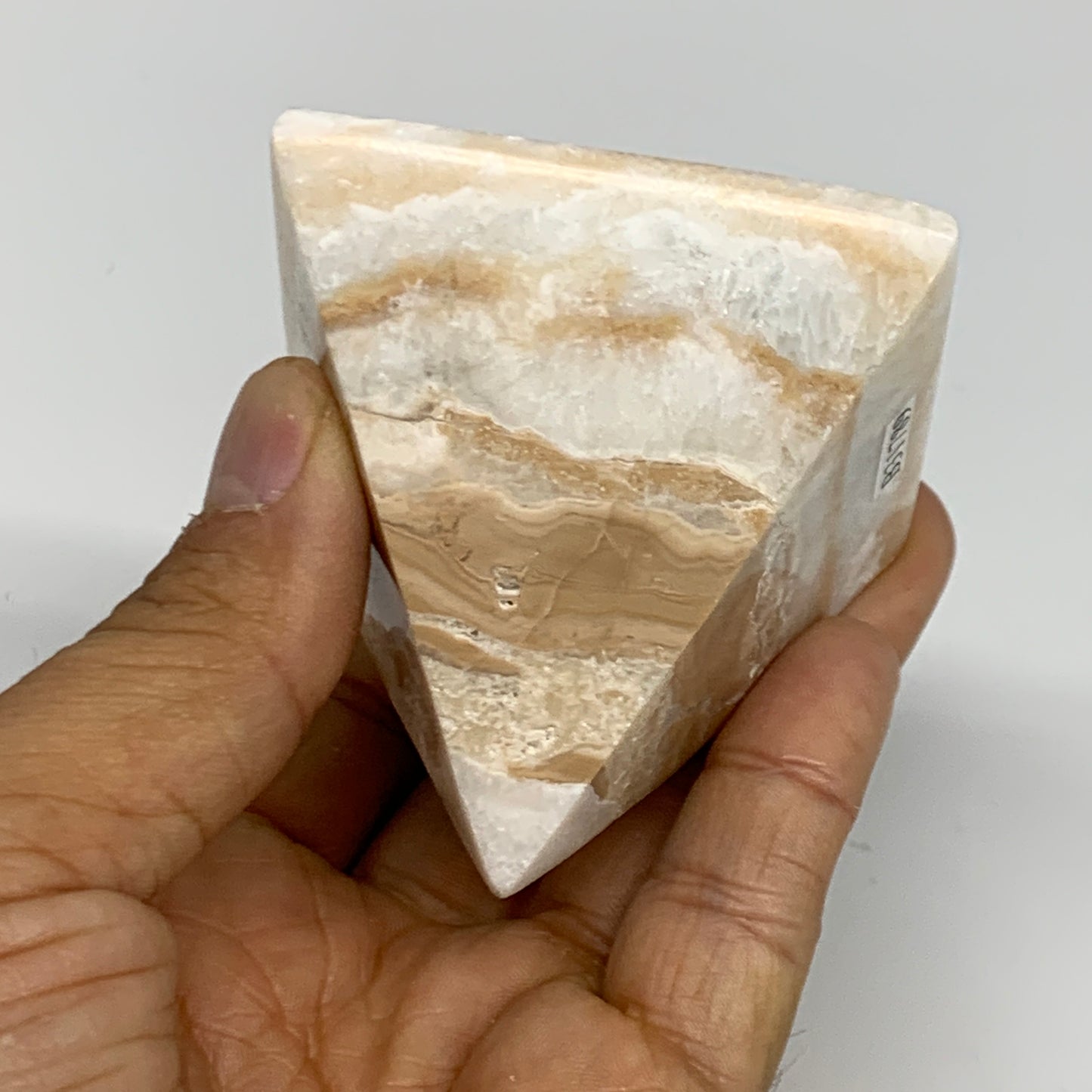203.5g, 2.1"x2.2"x2.2", Caribbean Calcite Pyramid Gemstone, Crystal, B31789