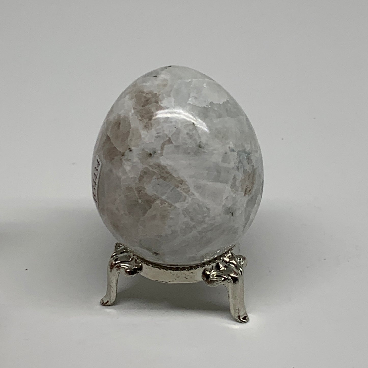 153.7g, 2.2"x1.8", Natural Gemstone White Rainbow Moonstone Egg, B34434