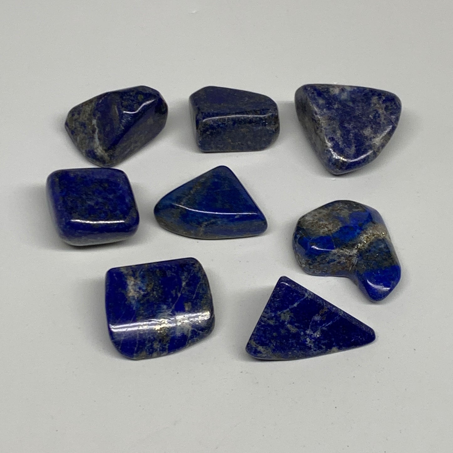 135g,0.9"-1.3", 8pcs, Natural Lapis Lazuli Tumbled Stone @Afghanistan, B30250